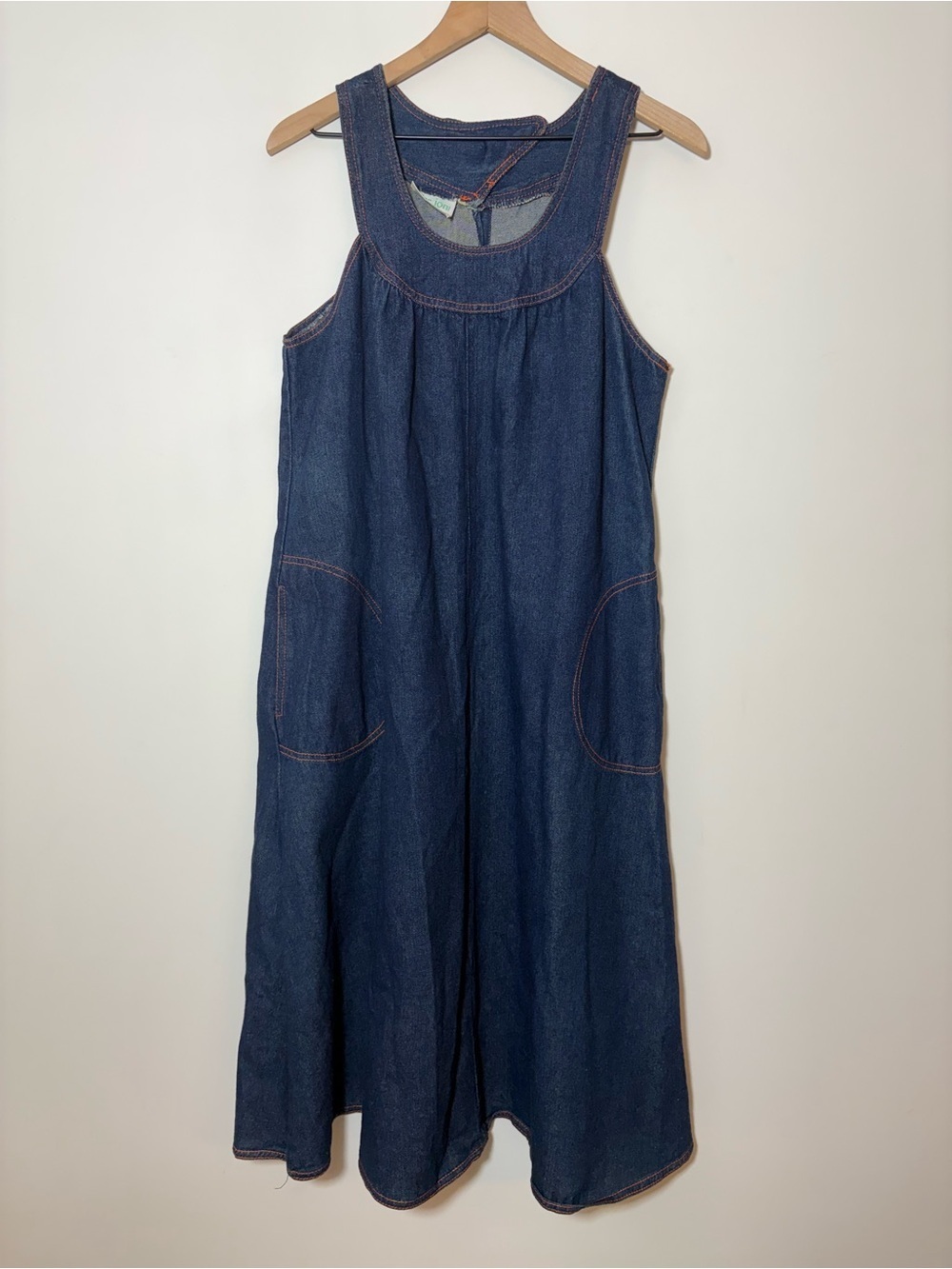 Miss Joni of California Vintage Blue Denim Jumper Maxi Dress M Cotton